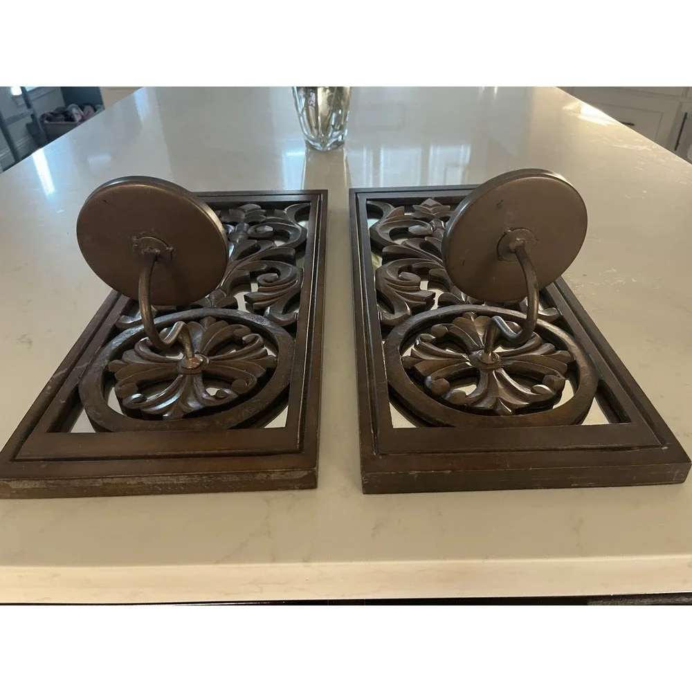 Pier 1 Imports Pair‎ Of Decorative Wood Mirror Sconces 22